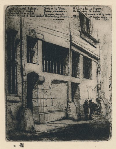 La Rue Des Bad Garcons 3. delstat, 5 x 3 78 tommer, 1854, 1927 av Charles Meryon