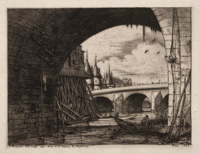 Buen til Pont Notre Dame, Paris, 1853. av Charles Meryon