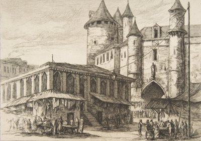 Le Grand Châtelet Grand Châtelet, Paris rundt 1780, etter en tidligere tegning, 1861. av Charles Meryon