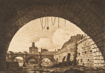 Pont-neuf og Samaritaine fra under den første buen til Pont-au-Change Pont-neuf..., 1855. av Charles Meryon
