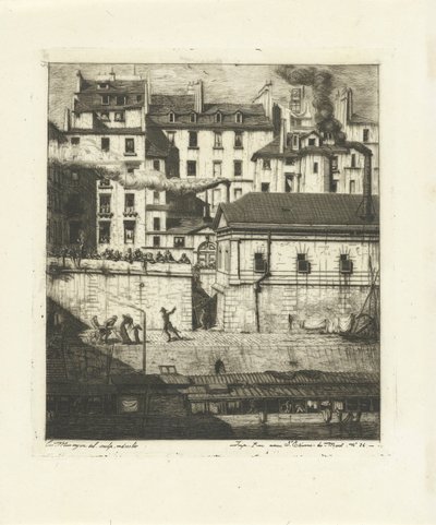Likhus ved Seinen i Paris La Morgue Eaux-Fortes sur Paris (serietittel) av Charles Meryon