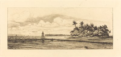 Oseania, øyer i Uvea (Wallis); Peche aux palmes, 1845 (Oceania: Fiske, nær øyer med palmer i Uea- eller Wallis-gruppen) av Charles Meryon
