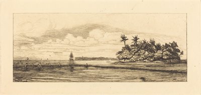 Oseania, småøyer ved Uvea (Wallis); Fiske med palmer, 1845 av Charles Meryon