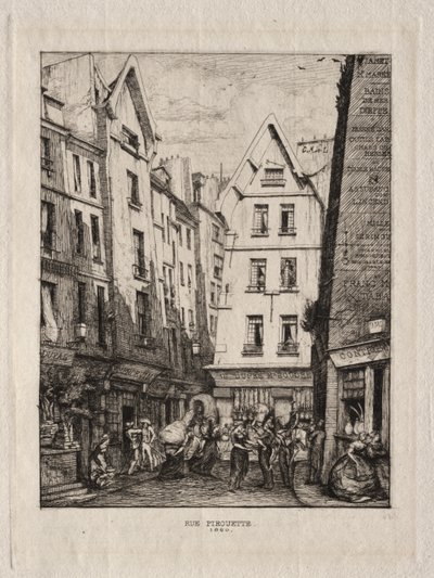 Pirouette Street, nær markedene, Paris av Charles Meryon