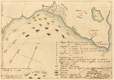 Plan du Combat de Sinope (Plan for slaget ved Sinope) av Charles Meryon