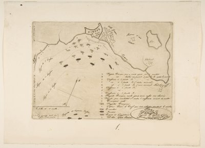 Plan for slaget ved Sinope, 1853. av Charles Meryon