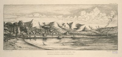 Banks-halvøya, spissen kalt Charbonniers, i Akaroa, notfiske, illustrasjon fra 