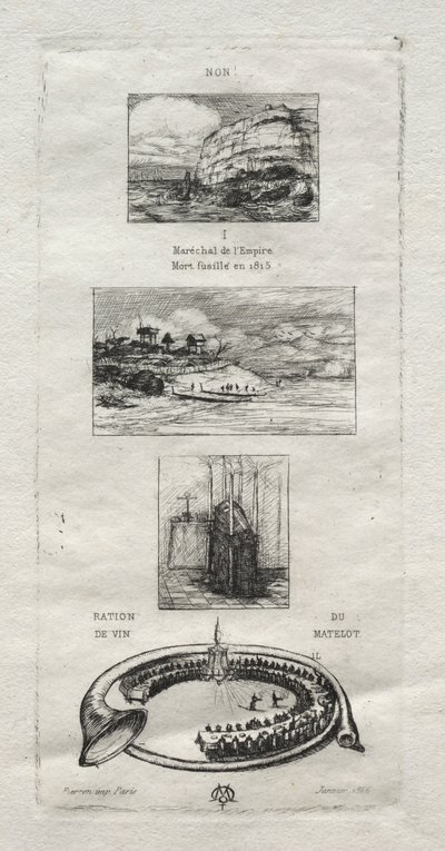 Rebus: Nei, Morny er ikke død for han gifter seg igjen, 1866. av Charles Meryon
