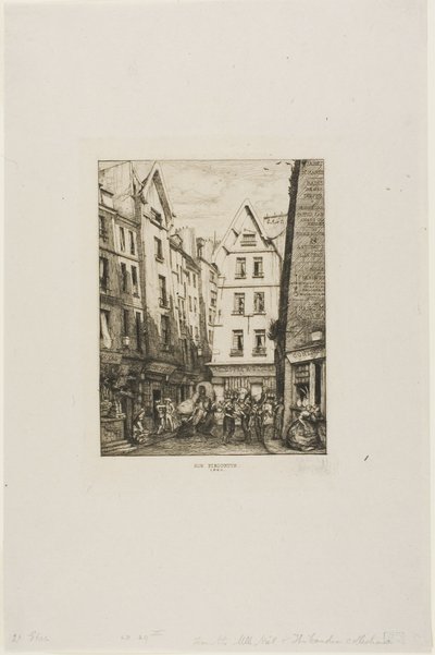 Rue Pirouette i Les Halles, Paris av Charles Meryon