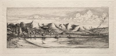Notfiske utenfor Charcoal Burners' Point, Akaroa, Banks' Peninsula, 1845 av Charles Meryon
