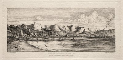 Notfiske utenfor Charcoal Burners Point, Akaroa, Banks Peninsula, 1845, 1863. av Charles Meryon