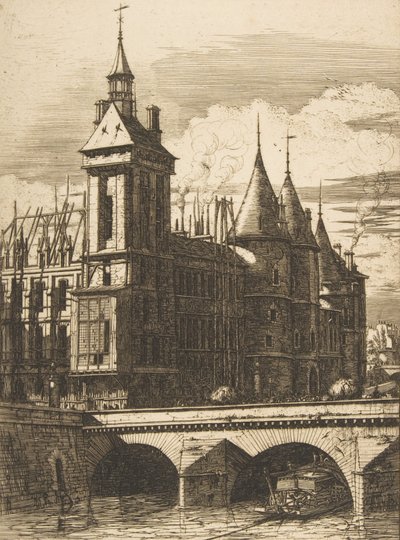 Klokketårnet, Paris, 1852. av Charles Meryon