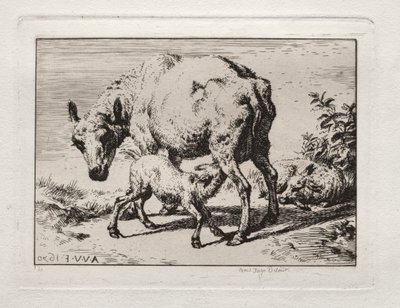 Sølven med to lam, 1850. av Charles Meryon