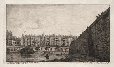 Exchange Bridge, Paris, ca 1784 av Charles Meryon