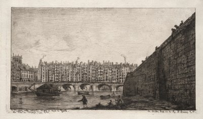 Exchange Bridge, Paris, ca 1784, 1855. av Charles Meryon