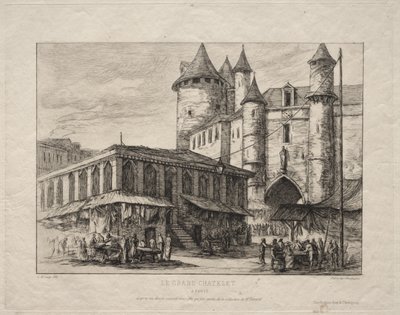 The Grand Châtelet, Paris, ca 1780 av Charles Meryon