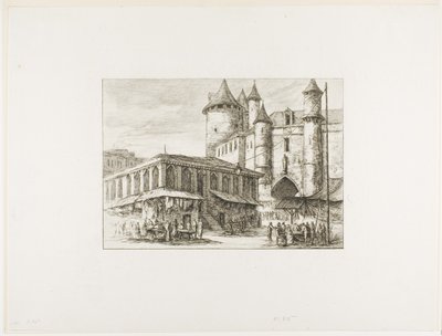 The Grand Châtelet, Paris, ca. 1780, etter en tidligere tegning av Charles Meryon