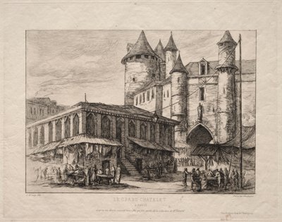 The Grand Châtelet, Paris, ca 1780 av Charles Meryon
