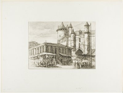 The Grand Châtelet, Paris, ca. 1780, etter en tidligere tegning av Charles Meryon