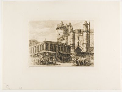 The Grand Châtelet, Paris, ca. 1780, etter en tidligere tegning av Charles Meryon