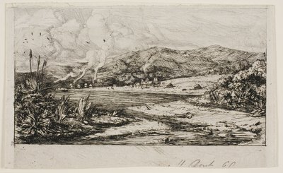 Den lille franske kolonien ved Akaroa, 1845 av Charles Meryon
