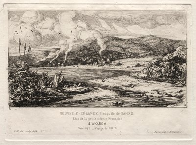 Den lille franske kolonien ved Akaroa, 1845, 1865. av Charles Meryon