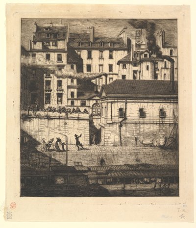 The Mortuary, Paris La Morgue, 1854. av Charles Meryon