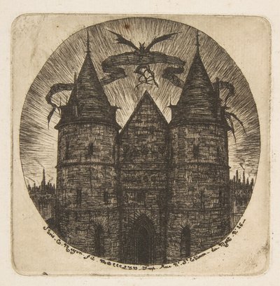Den gamle inngangen til Palais de Justice, Paris, frontispis til «Etsninger fra Paris» av Charles Meryon