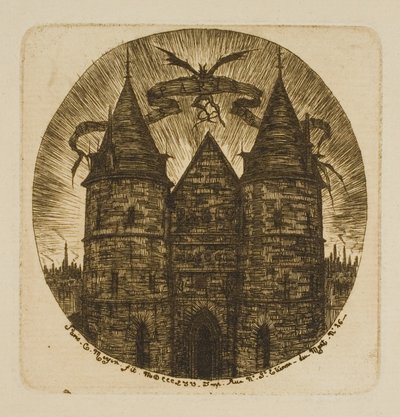 Den gamle porten til Palais de Justice, Paris av Charles Meryon