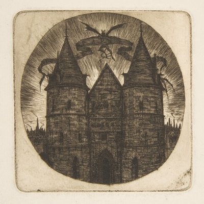 Den gamle porten til Palais de Justice, Paris, frontispis til «Etsninger av Paris» av Charles Meryon