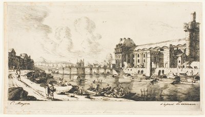 «Mademoiselle-paviljongen» og en del av Louvre av Charles Meryon