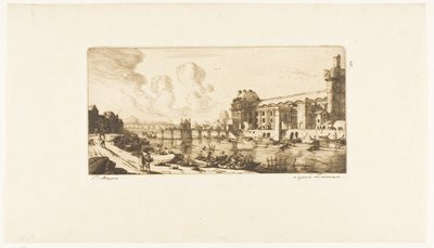 «Mademoiselle-paviljongen» og en del av Louvre av Charles Meryon