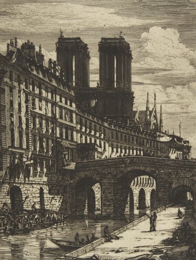 The Petit Pont, Paris, 1850 og senere. av Charles Meryon