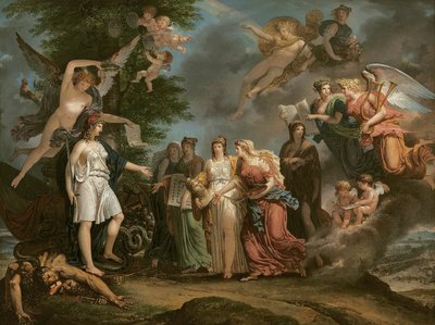 Frankrike triumferte og oppmuntret vitenskapene og kunsten under krigen, 1794 av Charles Meynier