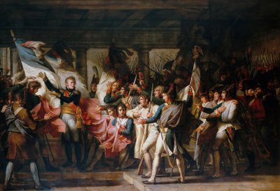 Marshal Ney og soldatene fra 76. regiment av linjen henter fargene sine fra arsenalet av Charles Meynier