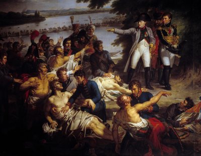 Napoleon returnerte til Lobau-øya etter slaget ved Essling 23. mai av Charles Meynier