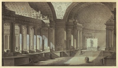 Architectural Fantasy: Temple of Athena Interiør av Charles Michel Ange Challe
