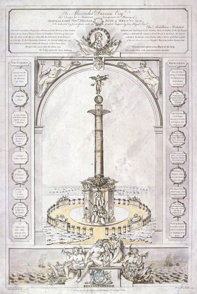 Design for et monument til admiral Lord Nelson i form av en kolonne, 1806 av Charles Middleton