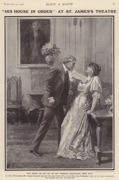 De engelske skuespillerne George Alexander og Irene Vanbrugh i en produksjon av Arthur Wing Pinero spiller His House in Order på St James