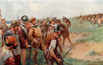 Drakes parti angrepet av patagonierne av Charles Mills Sheldon