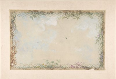 Design for tak med skyer og fugler, 1800-tallet. av Charles Monblond