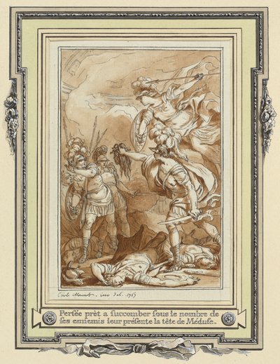 Perseus gjør Phinneas til stein med hodet av Medusa av Charles Monnet