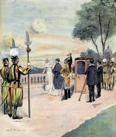 Pave Leo XIII i Vatikanhagen i 1893 tegning av Mr. CH Morel av Charles Morel