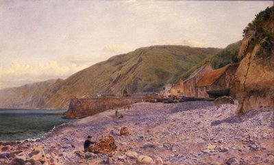 Among the Shingle at Clovelly, 1864 av Charles Napier Hemy