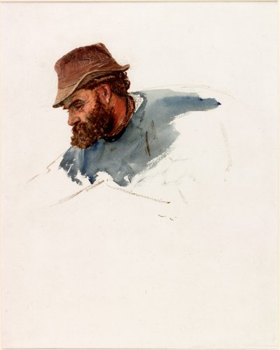 Head of a Fisherman (kroppsfarge og akvarell på papir) av Charles Napier Hemy