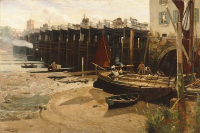 Gamle Putney Bridge av Charles Napier Hemy
