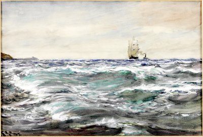 Rough Water on the Bar (akvarell og kroppsfarge på papir) av Charles Napier Hemy
