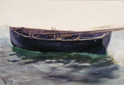 Studie av båt (olje på papir (limt på kort)) av Charles Napier Hemy