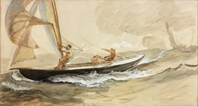 Studie av en racingyacht (kroppsfarge og akvarell på papir) av Charles Napier Hemy