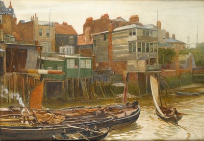 Themsen ved Cold Harbour, Blackwall, 1896 (wc på papir) av Charles Napier Hemy